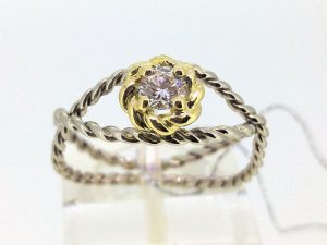 Ziedas Nr.123 (su briliantu, is balto ir geltono aukso)