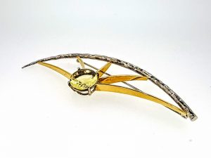 Sege Nr.12 (is dvieju spalvu aukso, puosta geltonuoju topazu)