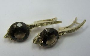 Auskarai Nr.14 (su turmalinais ir briliantais, is aukso)