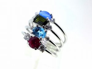 Ziedas Nr.161 (keturiu daliu komplektas is aukso, su turmalinais)