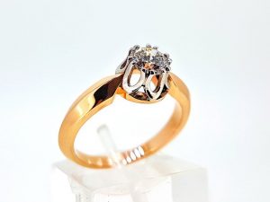 Ziedas Nr.175 (su briliantu, is dvieju spalvu aukso)