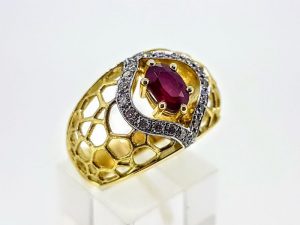 Ziedas Nr.184 (su rubinu ir briliantais, is aukso)