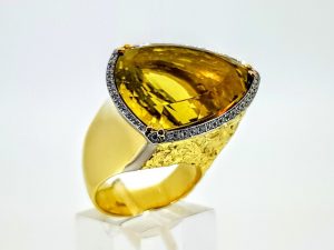 Ziedas Nr.202 (su citrinu ir briliantais, is aukso)