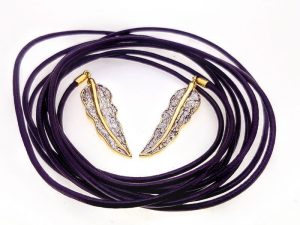 Kaklo papuosalas Nr.28 (bohemisko stiliaus, is odos ir aukso)