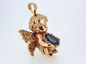 Religinis dirbinys Nr.5 (angelas, puostas aleksandritu, is aukso)