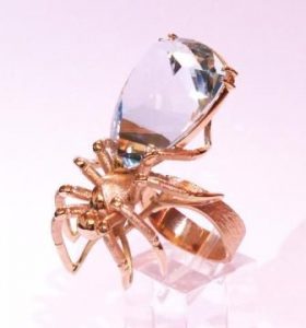 Ziedas Nr.60 (is geltono aukso, su voru, puostas akvamarinu)