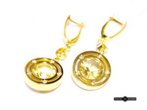 Auskarai Nr.62(is geltono aukso, su citrinais ir briliantais)