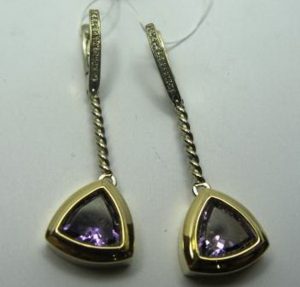 Auskarai Nr.6 (su ametistais, is geltono, raudono arba balto aukso)