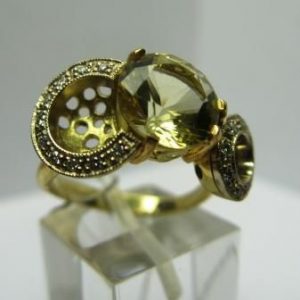 Ziedas Nr.7 (is geltono aukso, su citrinu ir briliantais)