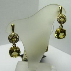 Auskarai Nr.7 (su citrinais ir briliantais, is geltono aukso)