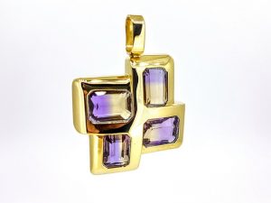 Pakabukas Nr.83 (su ametrinais, is geltono aukso)