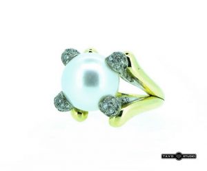 Ziedas Nr.86 (su perlu ir briliantais, is geltono arba raudono aukso)