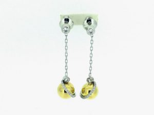 Auskarai Nr.91 (is balto ir geltono aukso, su briliantais)