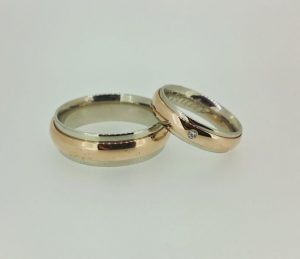 Vestuviniai ziedai Nr.190 (is balto ir raudono aukso)