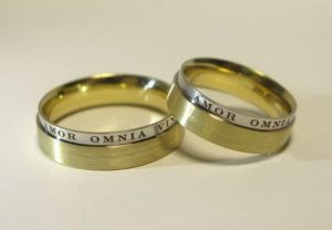 Vestuviniai ziedai Nr.20 (is geltono arba raudono aukso, su pasirenkamu uzrasu)