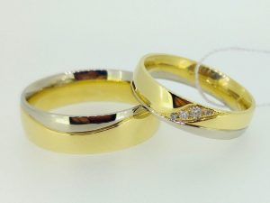 Vestuviniai ziedai Nr.213 (su bangele, is geltono ir balto aukso)