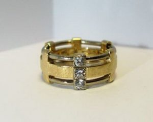 Vestuviniai ziedai Nr.70 (is platinos ir geltono aukso, puosti brangakmeniais)