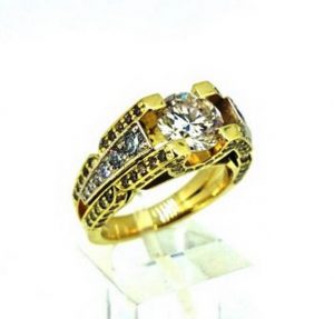 Suzadetuviu ziedas Nr.98 (is geltono, raudono arba balto aukso, puostas baltais ir rusvais briliantais)